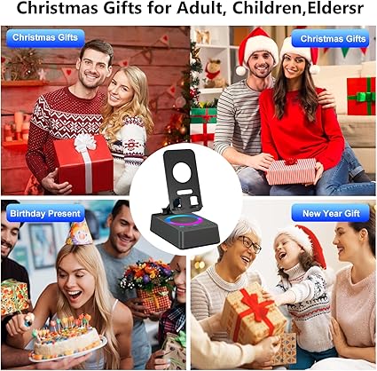 Gifts for Men Women, Cell Phone Stand with Wireless Bluetooth Speaker, Colorful LED Lights, Anti-Slip Base HD Surround Sound, Rechargeable (3000mAh), for Teens, Men, Women for Christmas